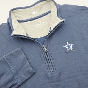 Vineyard Vines Dallas Cowboys 1/4 Zip Men's L Pullover Navy Blue Star Logo